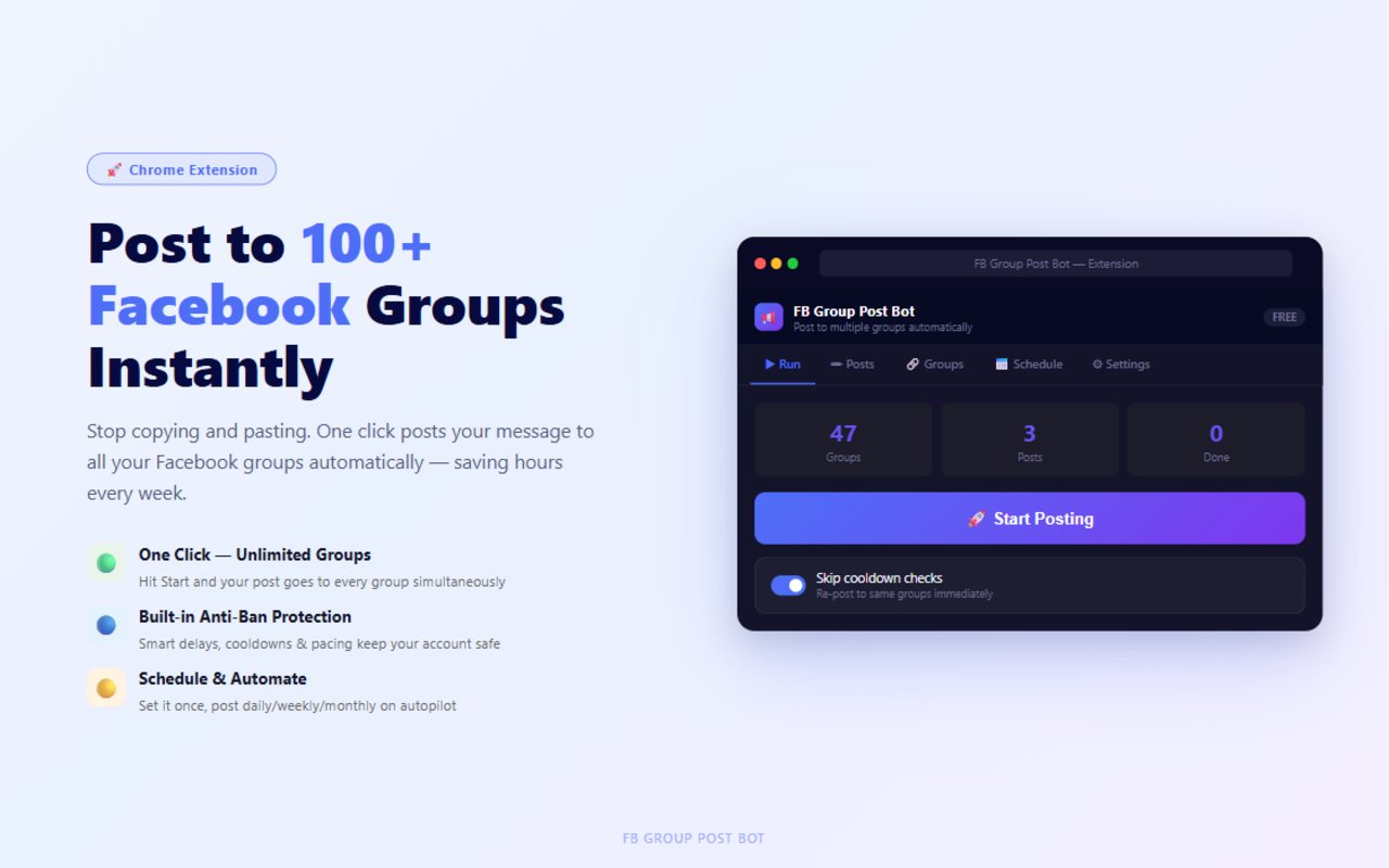 FB Group Post Bot — Post to 100+ Facebook Groups
