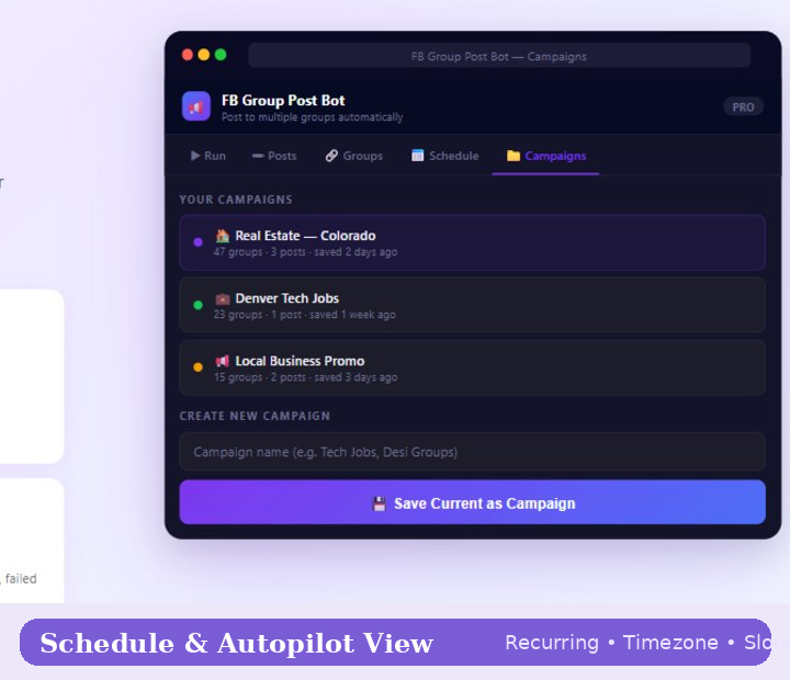 Schedule tab — Recurring post scheduling